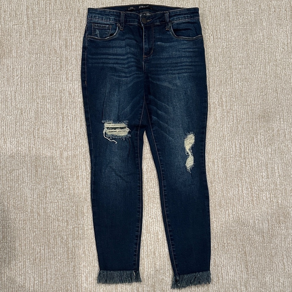 STS Blue Dark Wash Distressed Skinny Jeans